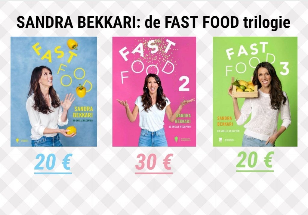 De FASTFOOD TRILOGIE van Sandra Bekkari, Boeken, Kookboeken, Zo goed als nieuw, Gezond koken, Ophalen of Verzenden
