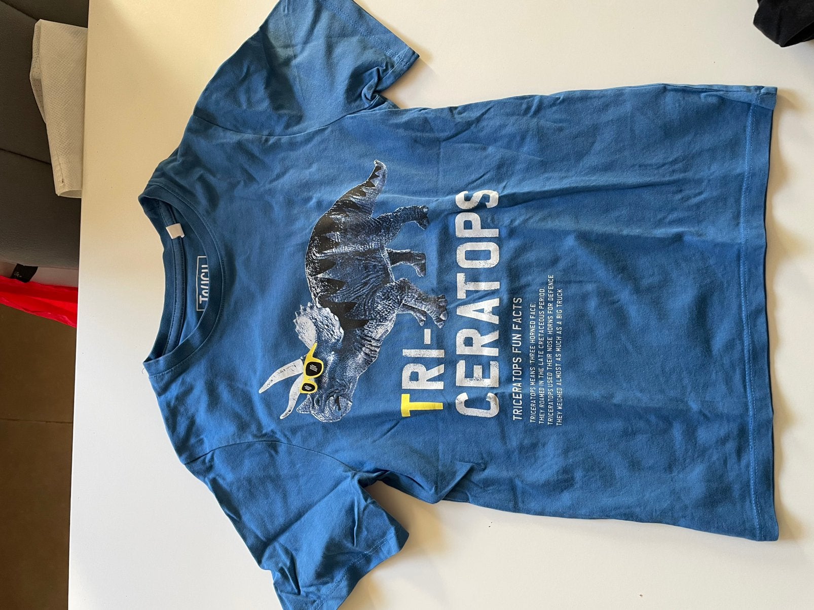 T shirt  blauw Dino maat 128, Kinderen en Baby's, Kinderkleding | Maat 128, Ophalen of Verzenden, Zo goed als nieuw