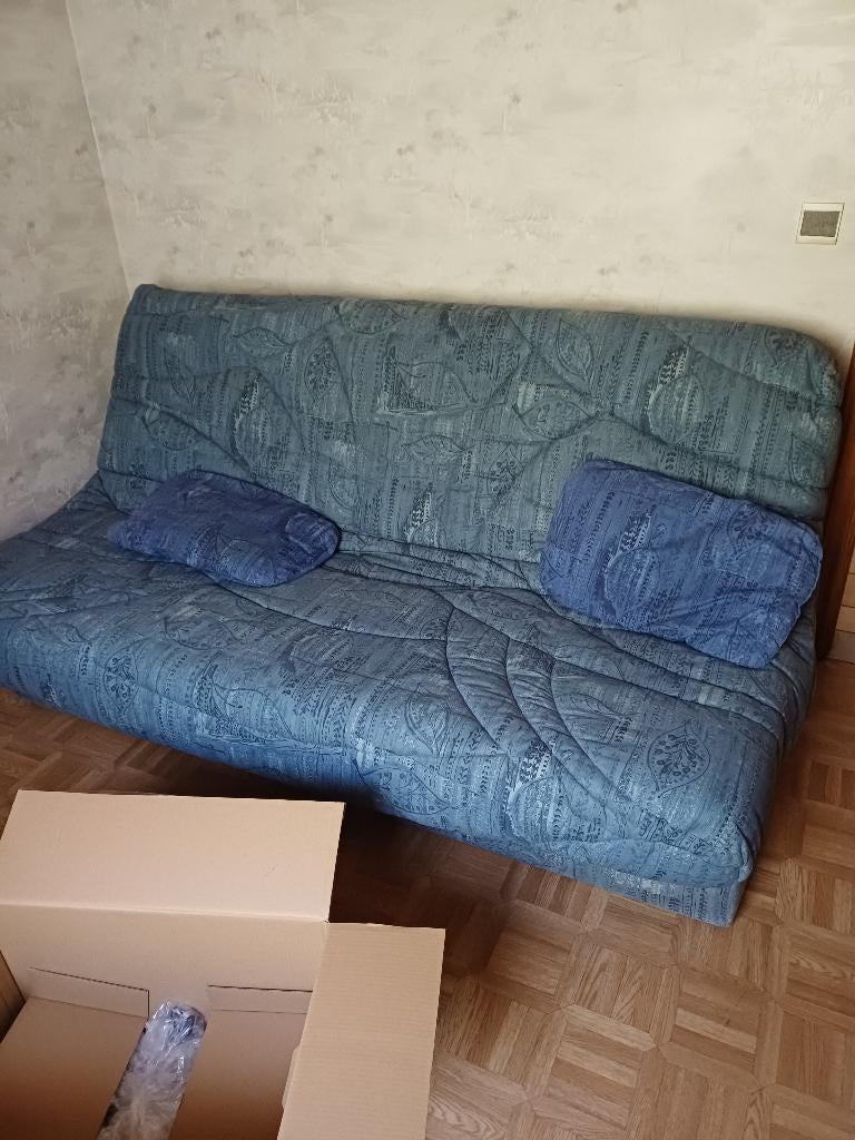 Slaapbank, Maison & Meubles, Chambre à coucher | Canapés-lits, Enlèvement, Utilisé, Deux personnes, Bleu