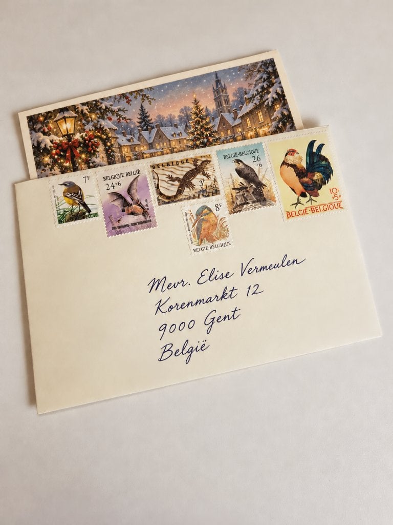 Belgische frankzegels per thema - enveloppen voor kerst, Postzegels en Munten, Ophalen of Verzenden, Envelop