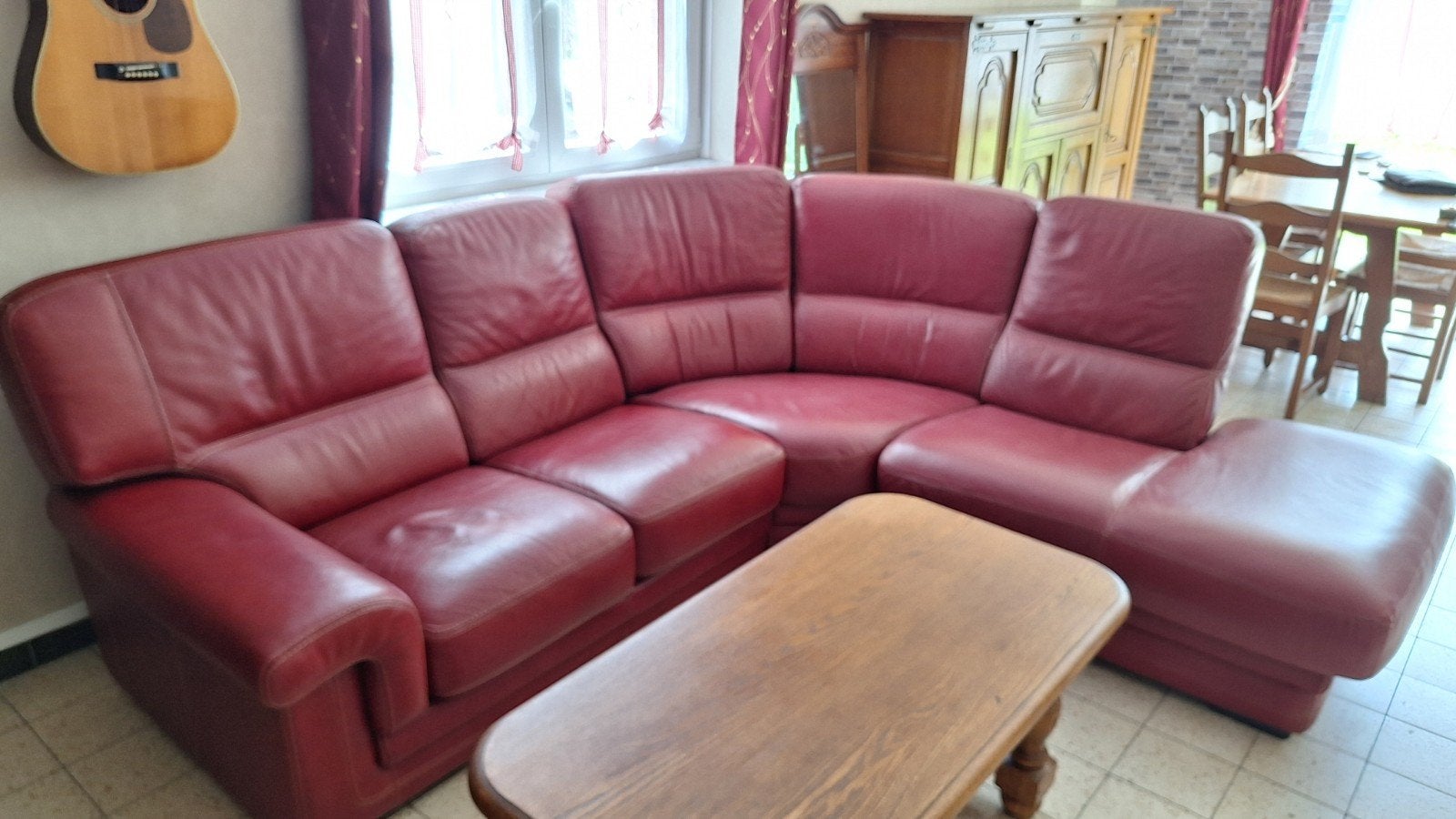 Salon en cuir buffle rouge, Enlèvement ou Envoi, Cuir