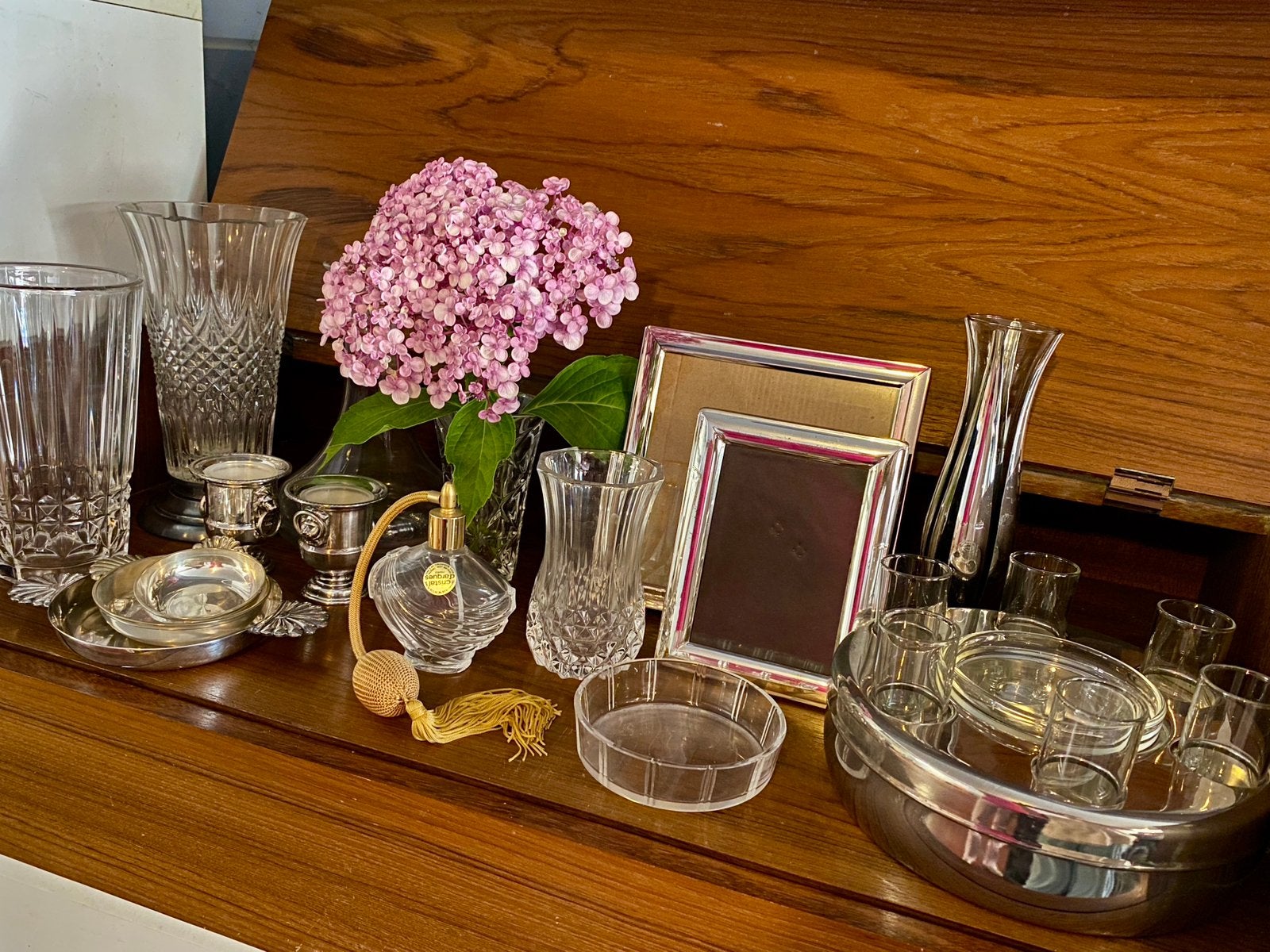 Prachtige vintage verzameling kristal en zilverwerk-16 stuks, Vintage, Argent, Enlèvement, Utilisé