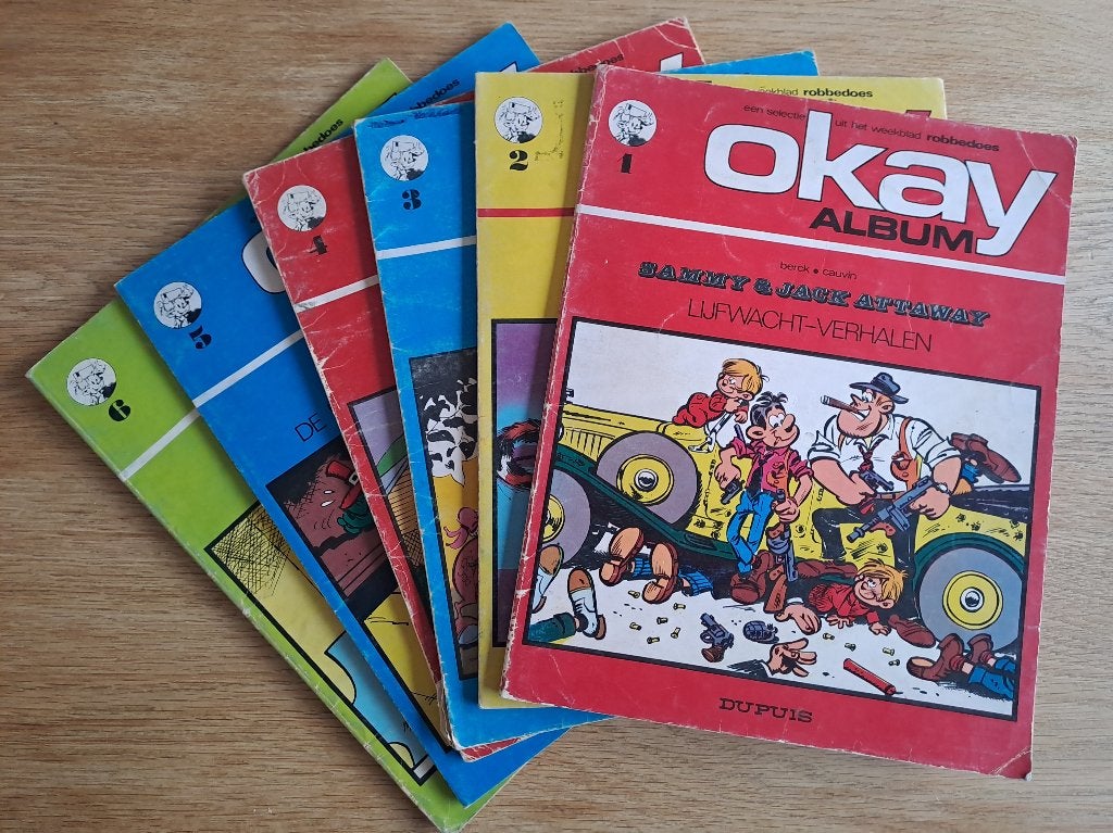Reeks okay album 1 tem 6 uit het weekblad robbedoes, Gelezen, Complete serie of reeks, Ophalen of Verzenden, Diverse Auteurs