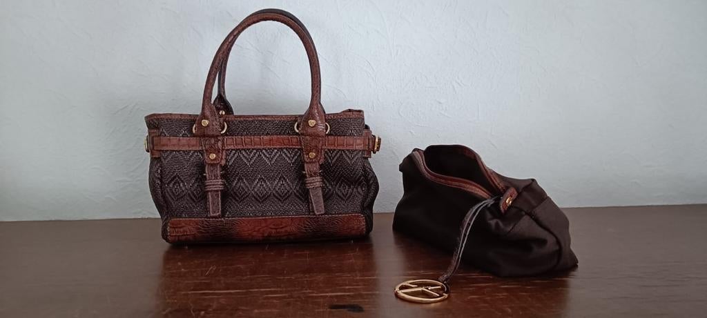 Francesco biasia raffia handtas, Ophalen of Verzenden, Gebruikt, Bruin