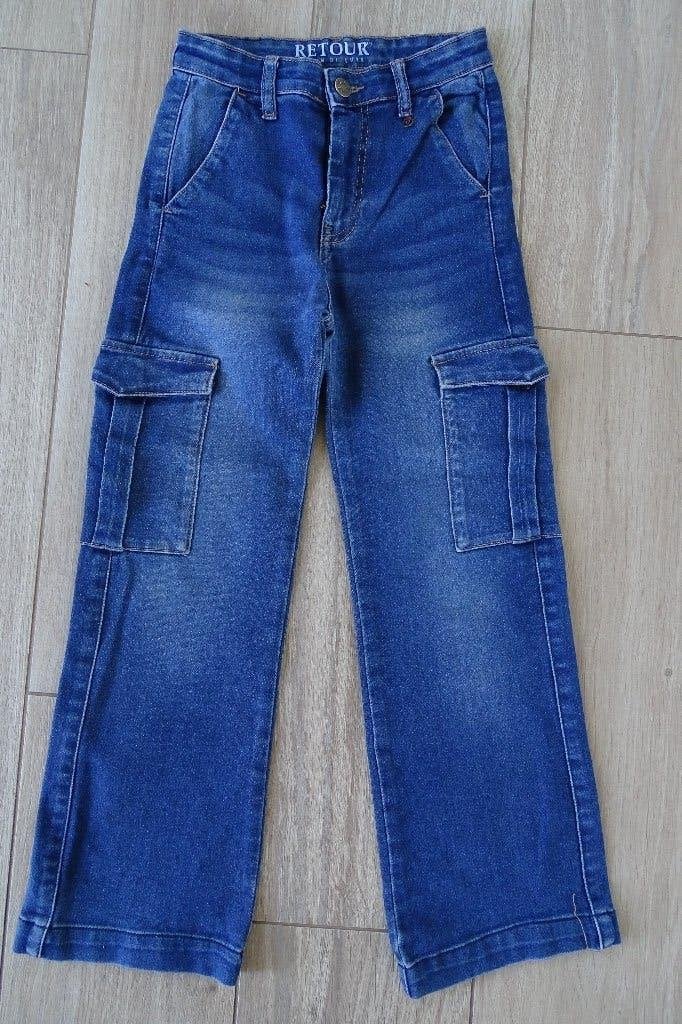 Brede donkerblauwe jeansbroek Retour maat 128, Enfants & Bébés, Vêtements enfant | Taille 128, Pantalon, RETOUR, Enlèvement ou Envoi