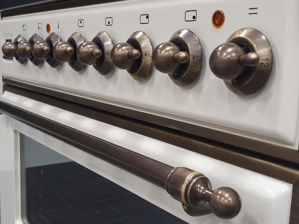 Luxe Boretti Majestic Fornuis 90cm crème & oud koper GASOVEN, Ophalen, 60 cm of meer, Zo goed als nieuw, Energieklasse A of zuiniger