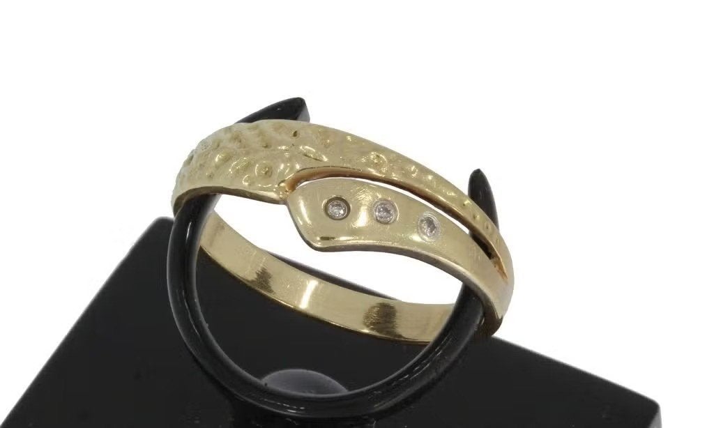 Diamanten 14k gouden fantasie dames ring briljant klassiek, Ophalen of Verzenden, Zo goed als nieuw, Dame of Heer, Met edelsteen