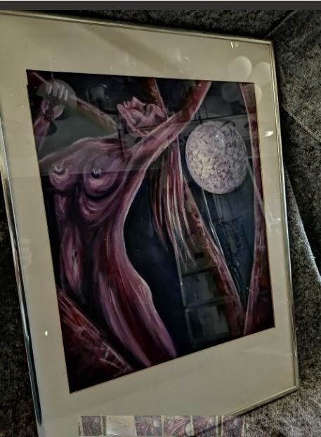 schilderij ``Die Tiefe`` surrealisme - emo expressionisme, Antiek en Kunst, Kunst | Schilderijen | Modern, Ophalen, Figuren, Passe-partout
