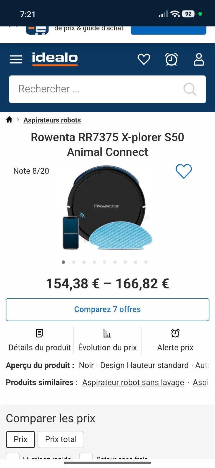 aspirateur robot rowenta explorer 50, Enlèvement ou Envoi, Utilisé, Aspirateur robot