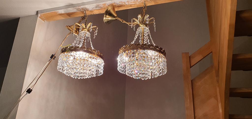 twee identiek kristallen en antieke lusters, Antiek en Kunst, Antiek | Glaswerk en Kristal, Ophalen
