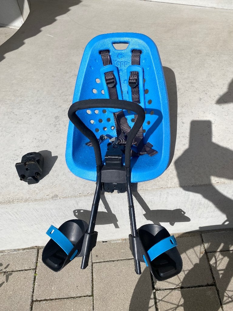 Yepp Mini kinder fietsstoeltje, kleur blauw, Ophalen, 0 t/m 18 kg, Voorzitje, Gebruikt