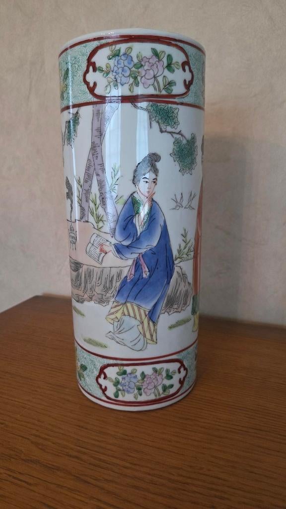 Vintage Chinese porselein cilindervaas  penseelpot, Ophalen