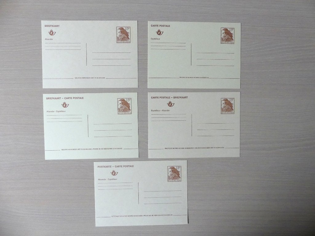 1992 :  5 Geïllustreerde briefkaarten :  Buzin Paapje, Postzegels en Munten, Postzegels | Europa | België, Ophalen of Verzenden