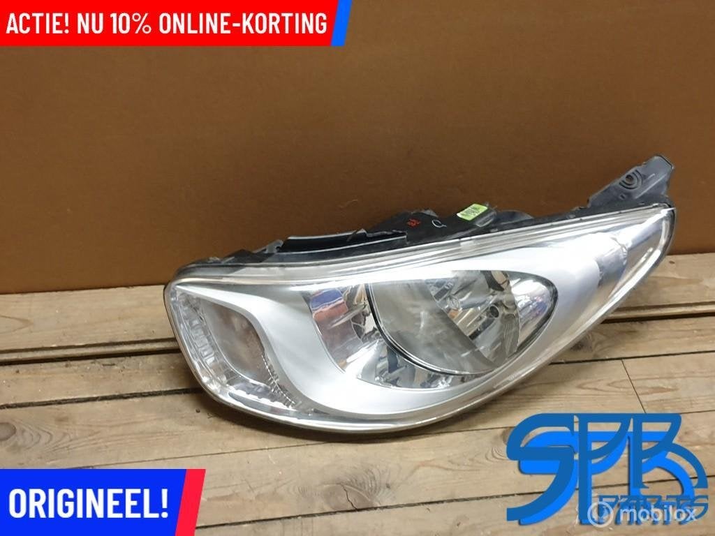 I10 (PA) FACELIFT Koplamp links halogeen origineel '11-'13, Gebruikt, Ophalen of Verzenden, Hyundai, Hyundai