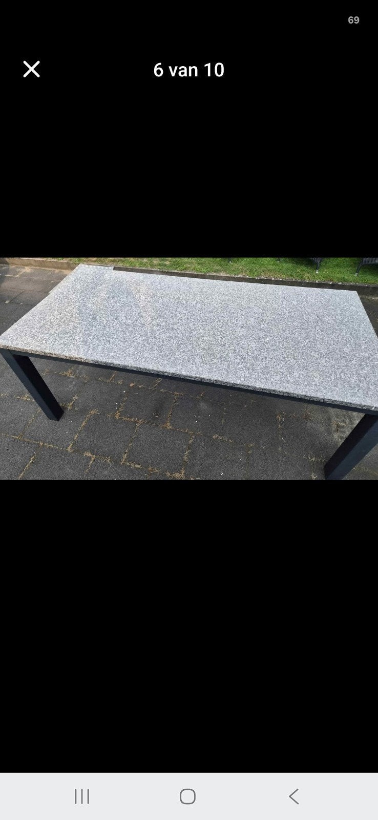 Tuintafel met graniet blad +stoelen, Enlèvement