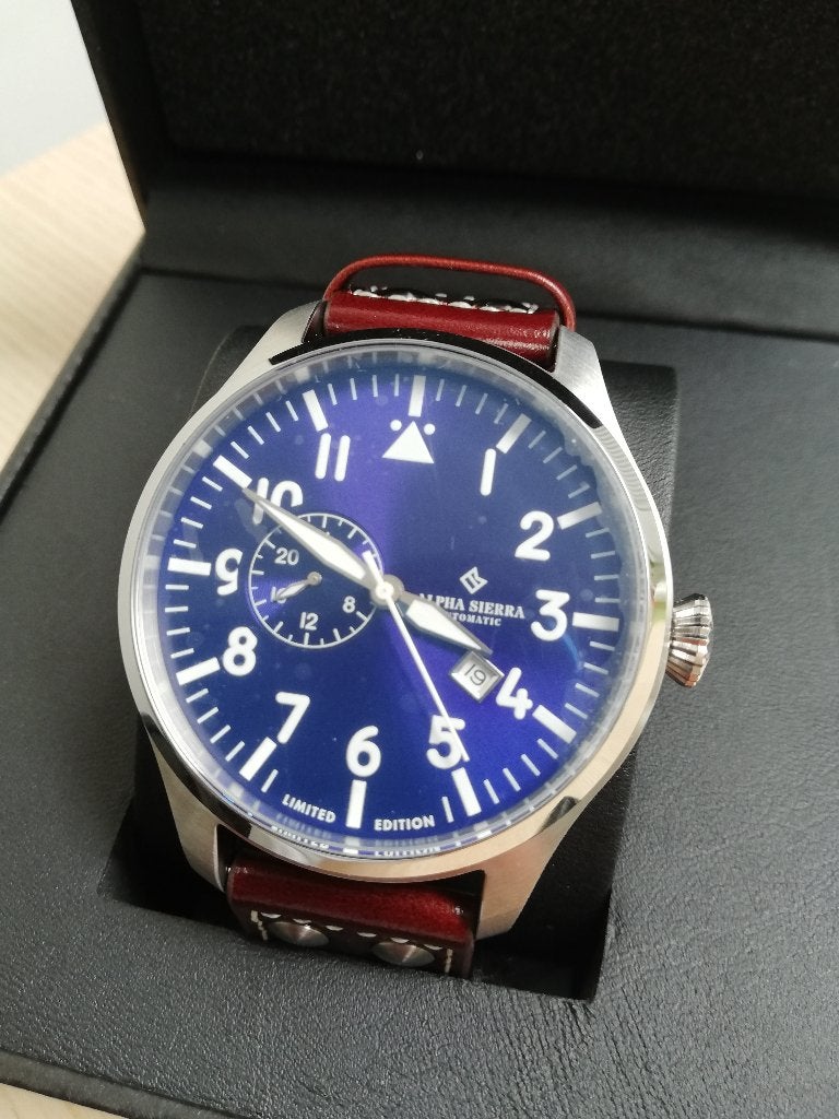Alpha Sierra - Automatic AM3, Handtassen en Accessoires, Leer, Staal, Polshorloge, Nieuw