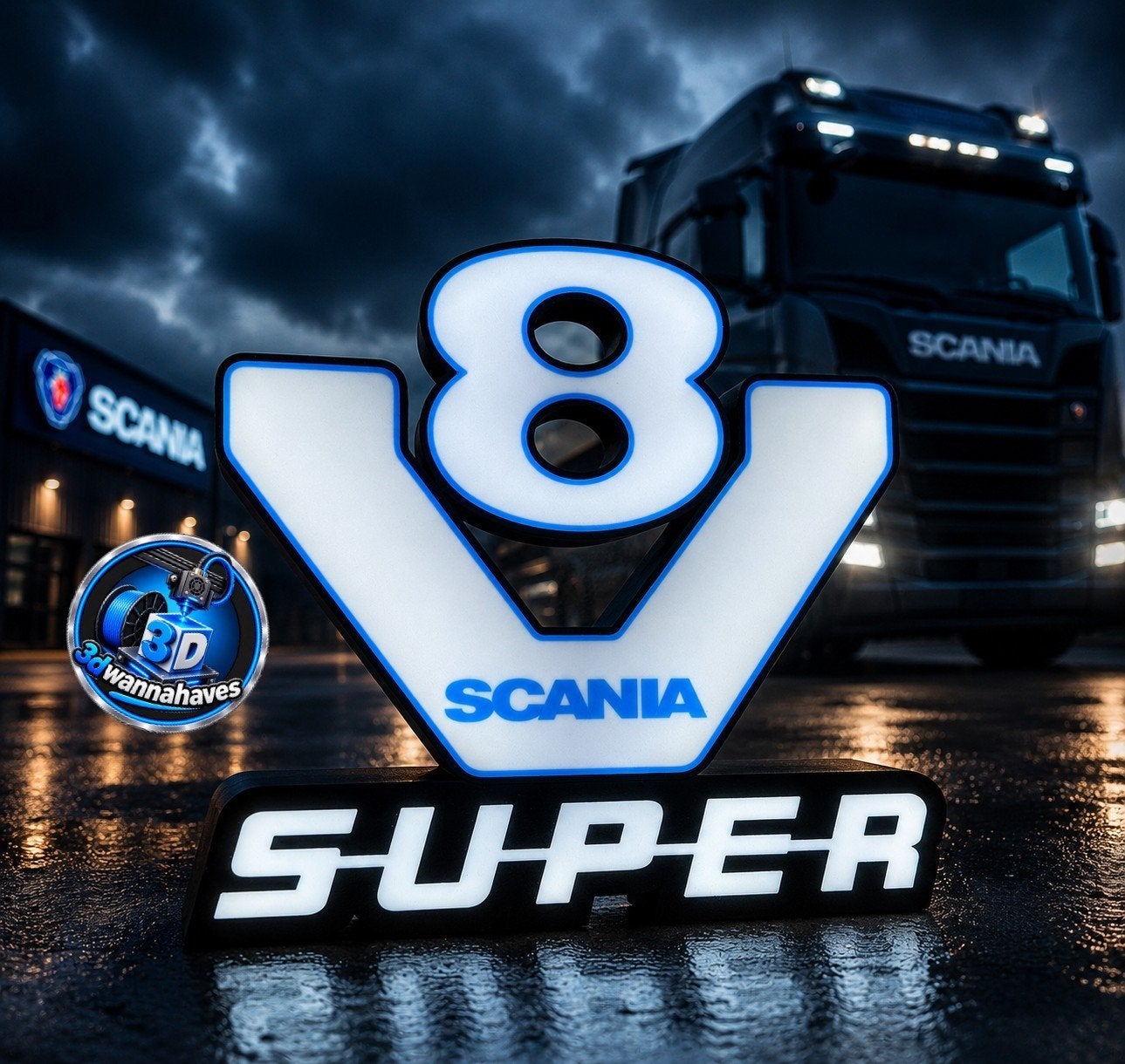 Un tout nouveau boîtier d'éclairage Scania V8 Super., Collections, Enlèvement ou Envoi, Neuf, Table lumineuse ou lampe (néon)