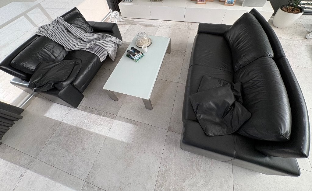 Zetels - Design Nicoletti Home - Zwart Leder (3- + 2-zit), Ophalen, Gebruikt, Overige maten, Design