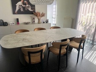 Table à manger en céramique avec 8 chaises, Maison & Meubles, Comme neuf, 100 à 150 cm, Enlèvement, Autres matériaux