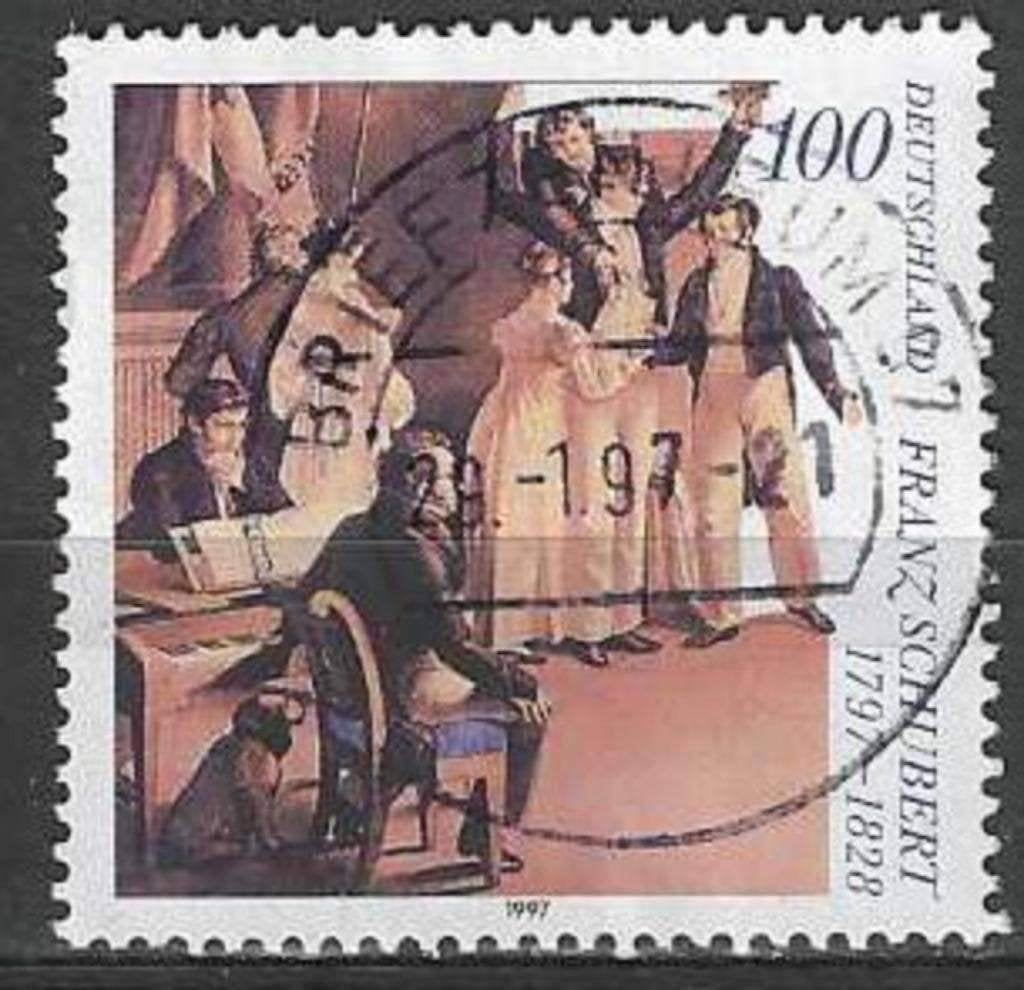 Duitsland 1997 - Yvert 1727 - Franz Schubert (ST), Verzenden, Gestempeld