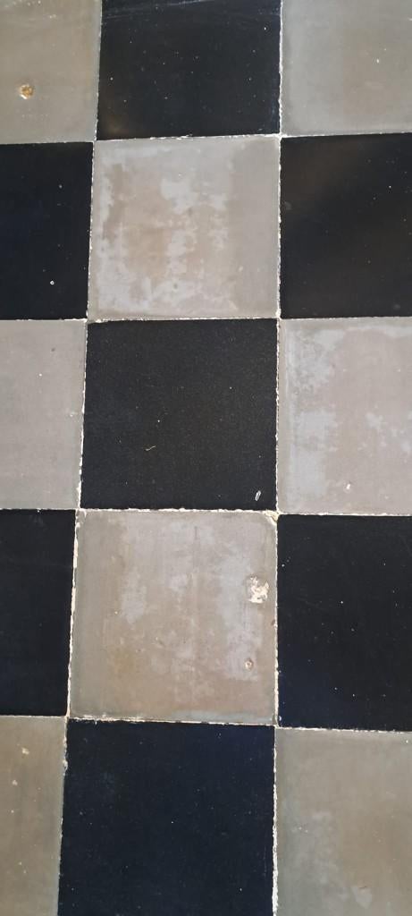 Antieke cementtegels met dambordpatroon, Ophalen, Overige materialen, Gebruikt, 20 tot 40 cm
