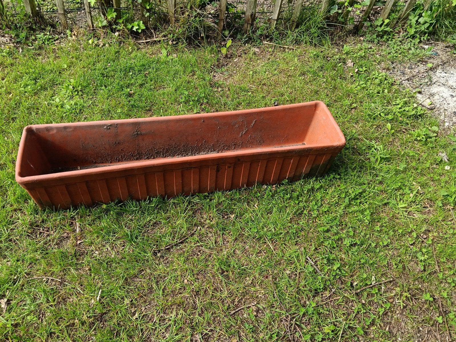 Langwerpige terracotta plantenbak, Ophalen, Steen, Minder dan 30 cm, Zo goed als nieuw