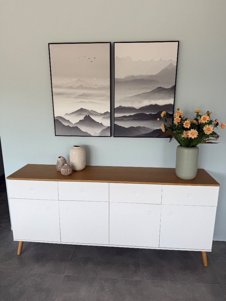 Tafel + stoelen + dressoir, Huis en Inrichting, Kasten | Dressoirs, Ophalen, Gebruikt, 150 tot 200 cm, Met lade(s)