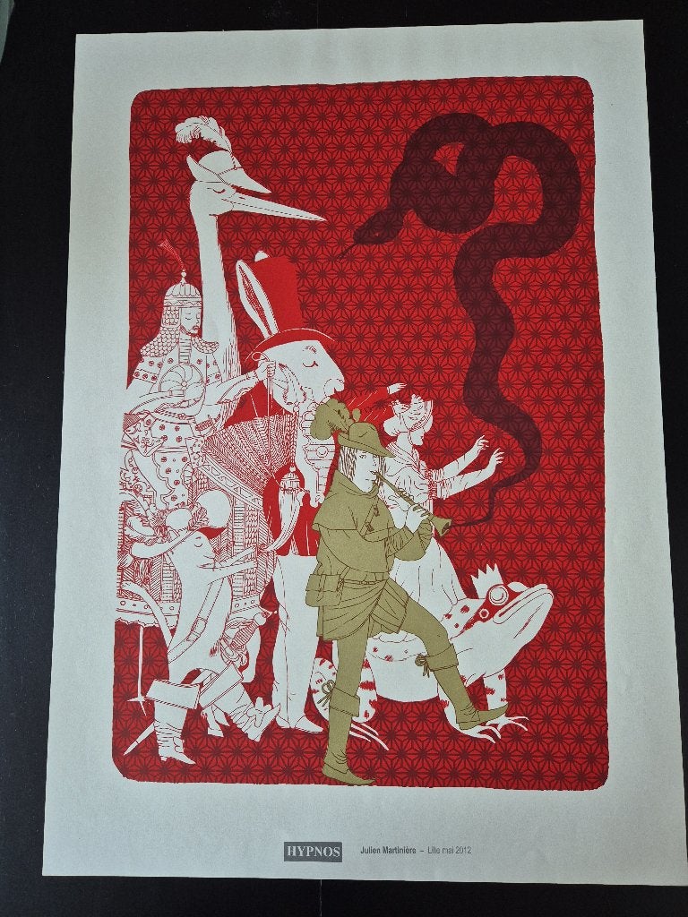 Prachtige Serigrafie/Zeefdruk - Julien Martinière - "HYPNOS", Antiek en Kunst, Ophalen, Zeefdruk, Figuren