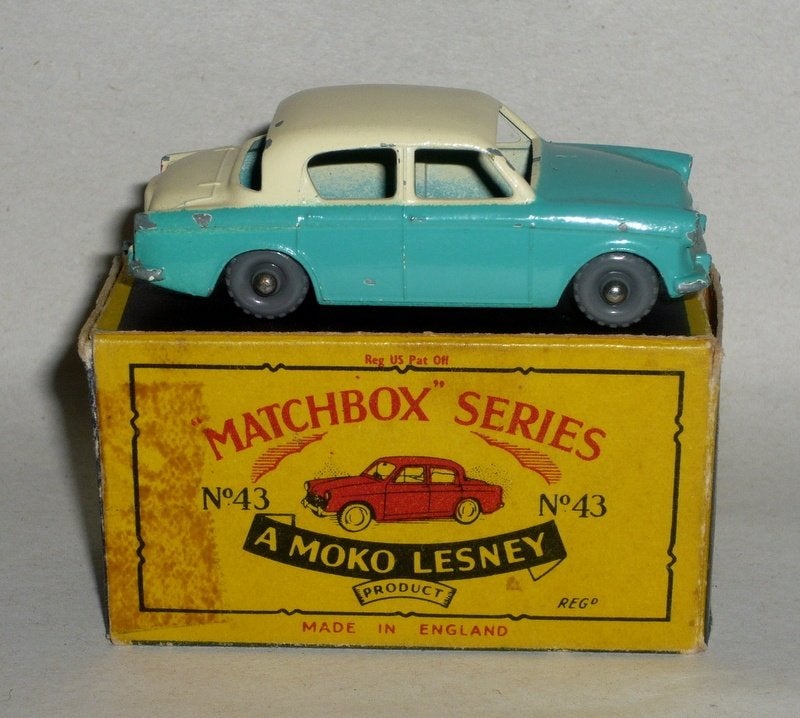 MATCHBOX MOKO LESNEY MODEL 43 HILLMAN MINX TURQUOISE & WIT, Hobby en Vrije tijd, Ophalen of Verzenden, Zo goed als nieuw, Auto