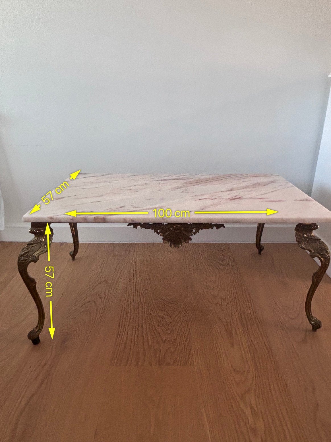 Sierlijke salontafel met marmeren blad, Ophalen, Overige materialen, Gebruikt, 100 tot 150 cm