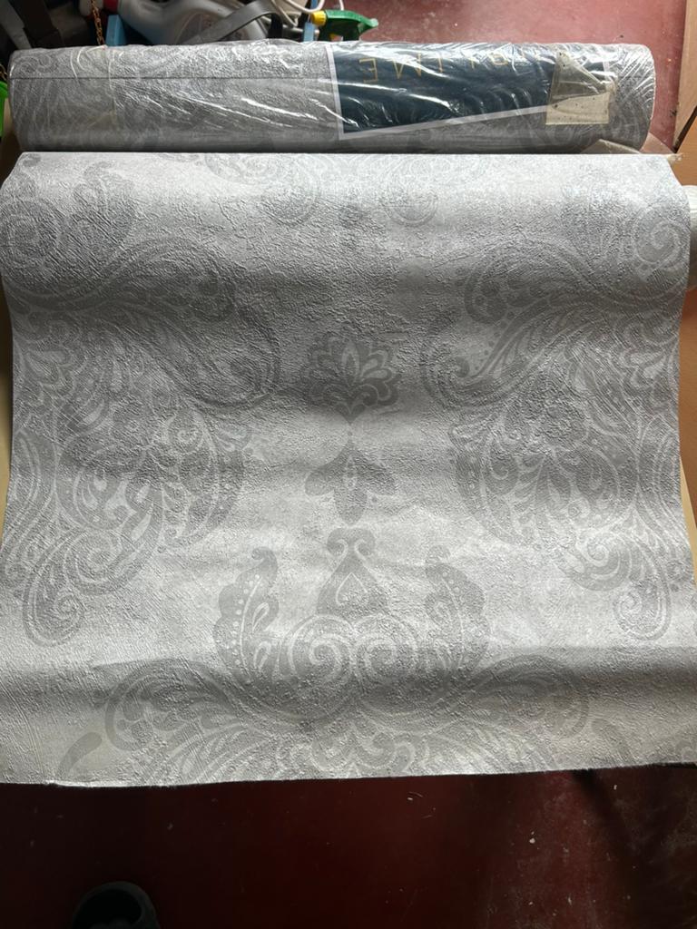 Behang papier(sterk)  grijs/silver, Huis en Inrichting, Stoffering | Behang, Ophalen, Grijs