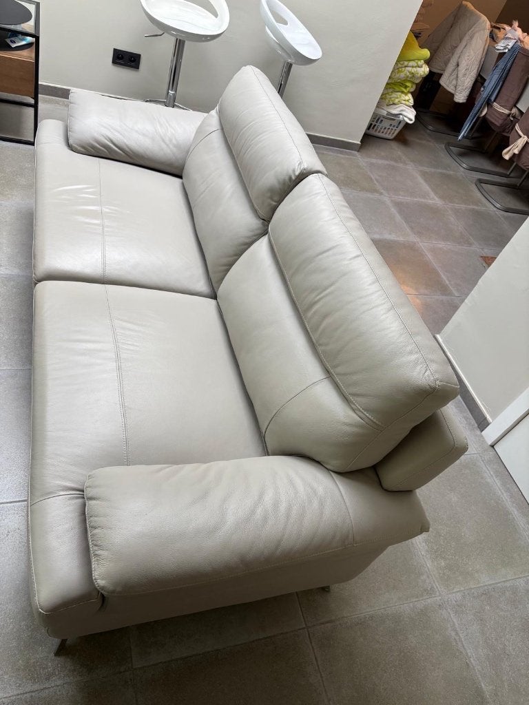 Leder zetel, Huis en Inrichting, Ophalen, Gebruikt, Rechte bank, Leer