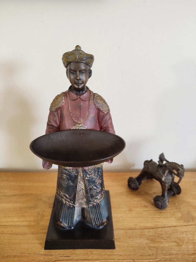 1920-1940 Statue en bronze de l'Indochine, Dignitaire, Enlèvement ou Envoi, Bronze