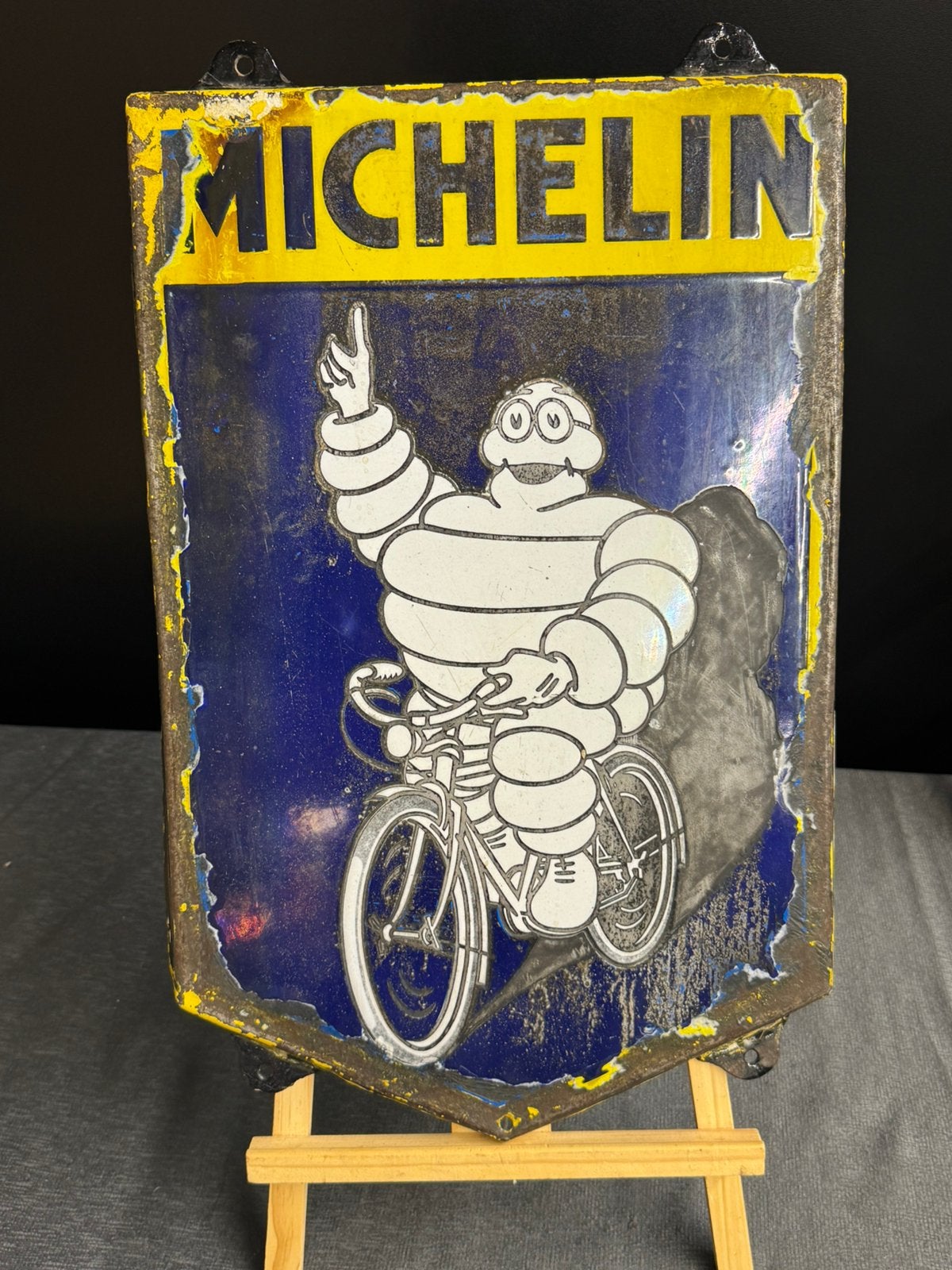 Rare panneau d'affichage en émail MICHELIN, Panneau publicitaire, Enlèvement ou Envoi, ., Utilisé