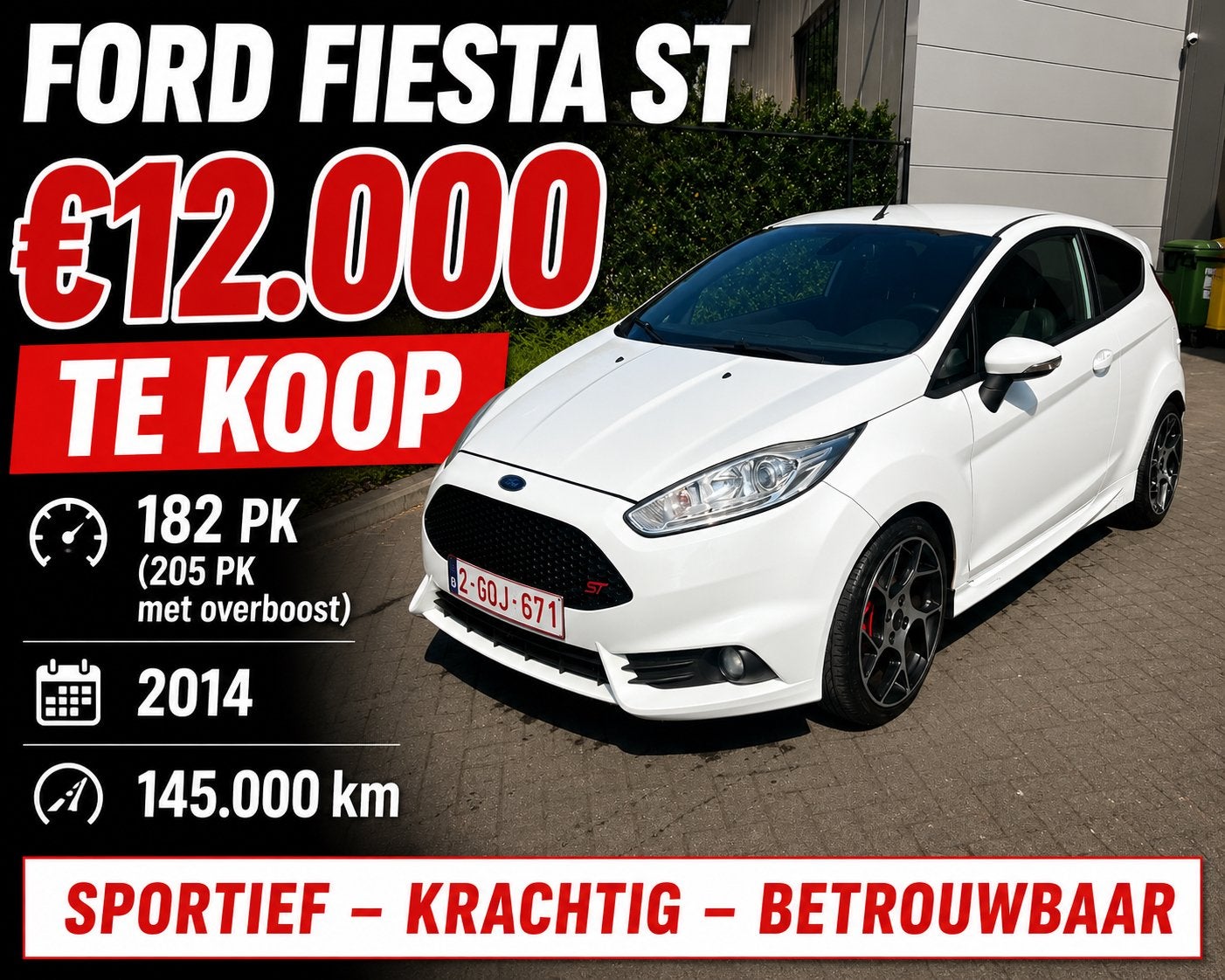 FORD FIESTA ST (200 PK), Auto's, Ford, Particulier, Benzine, Wit, Ophalen