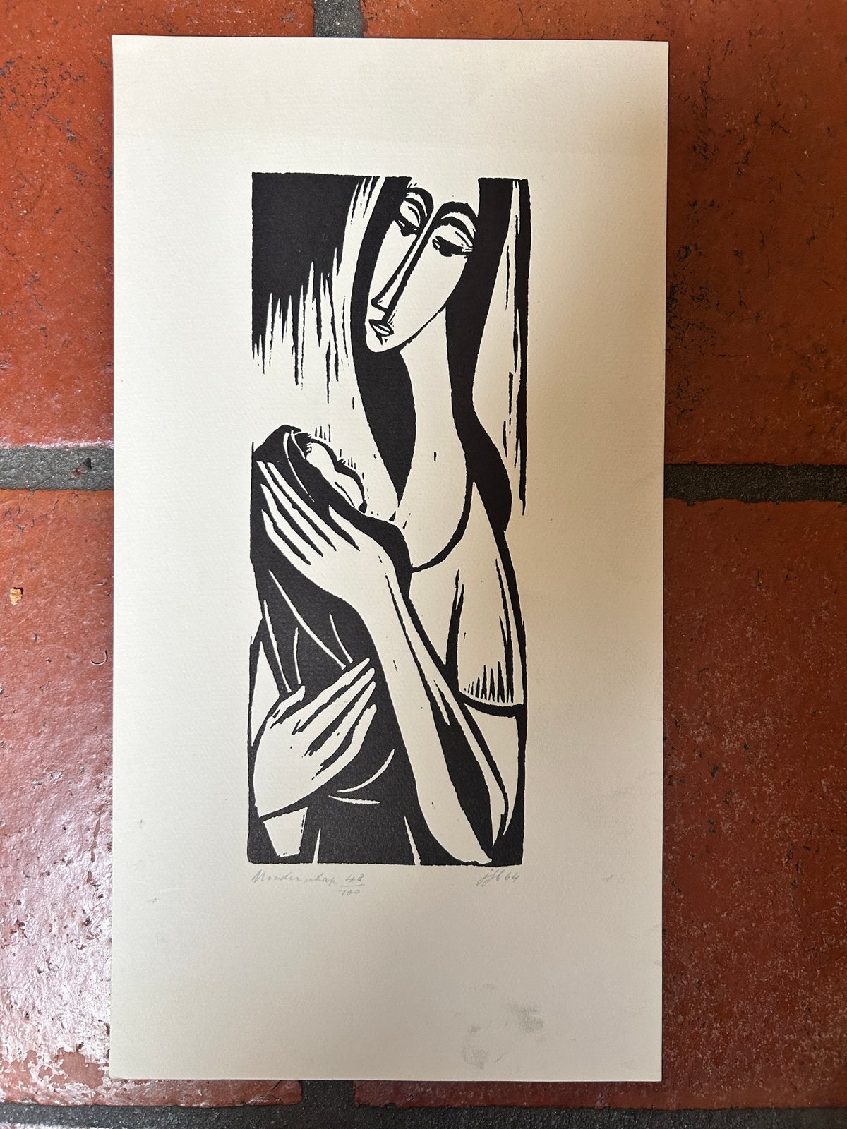 Jozef Bossaert (1915-2006) – “Moederschap” – 43/100 – 1964, Antiek en Kunst, Kunst | Litho's en Zeefdrukken, Ophalen of Verzenden