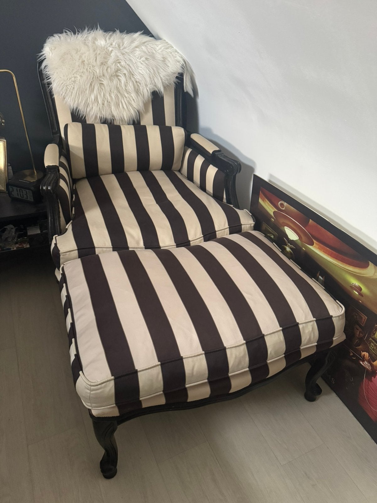 Barok fauteuil Lodewijk XV-stijl en bijpassende voetenbank., Ophalen, Zo goed als nieuw, Wit