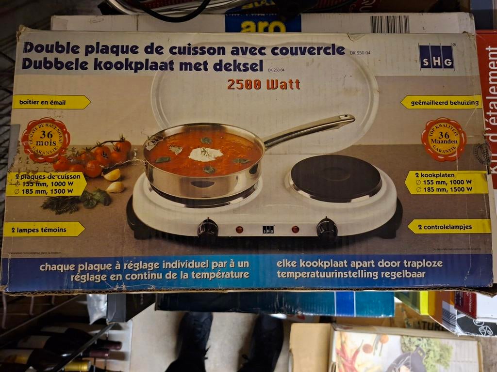 Double plaque de cuisson avec couvercle, Electroménager, Tables de cuisson