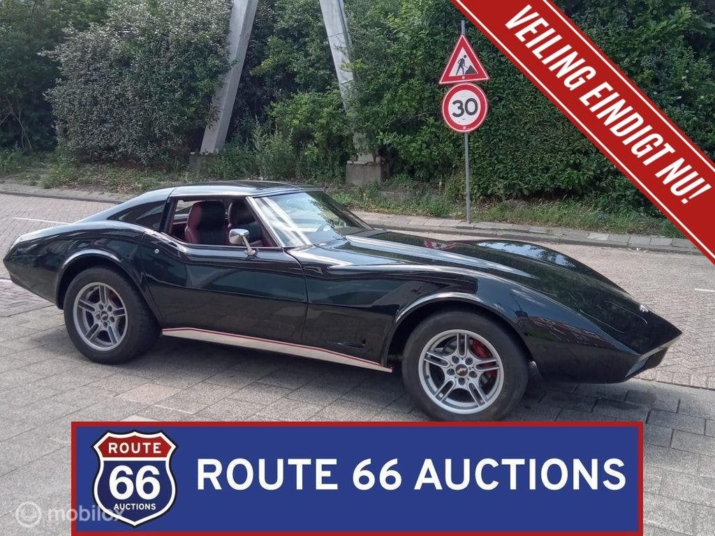 Chevrolet Corvette Stingray | 1974 | Route 66 Auctions, Auto's, Chevrolet, Zwart, Bedrijf, Handgeschakeld