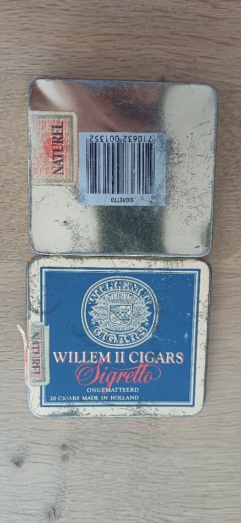 Boîte à cigares «Sigretto» vintage & métal Willem II Cigars, Enlèvement ou Envoi, Utilisé, Boite à tabac ou Emballage