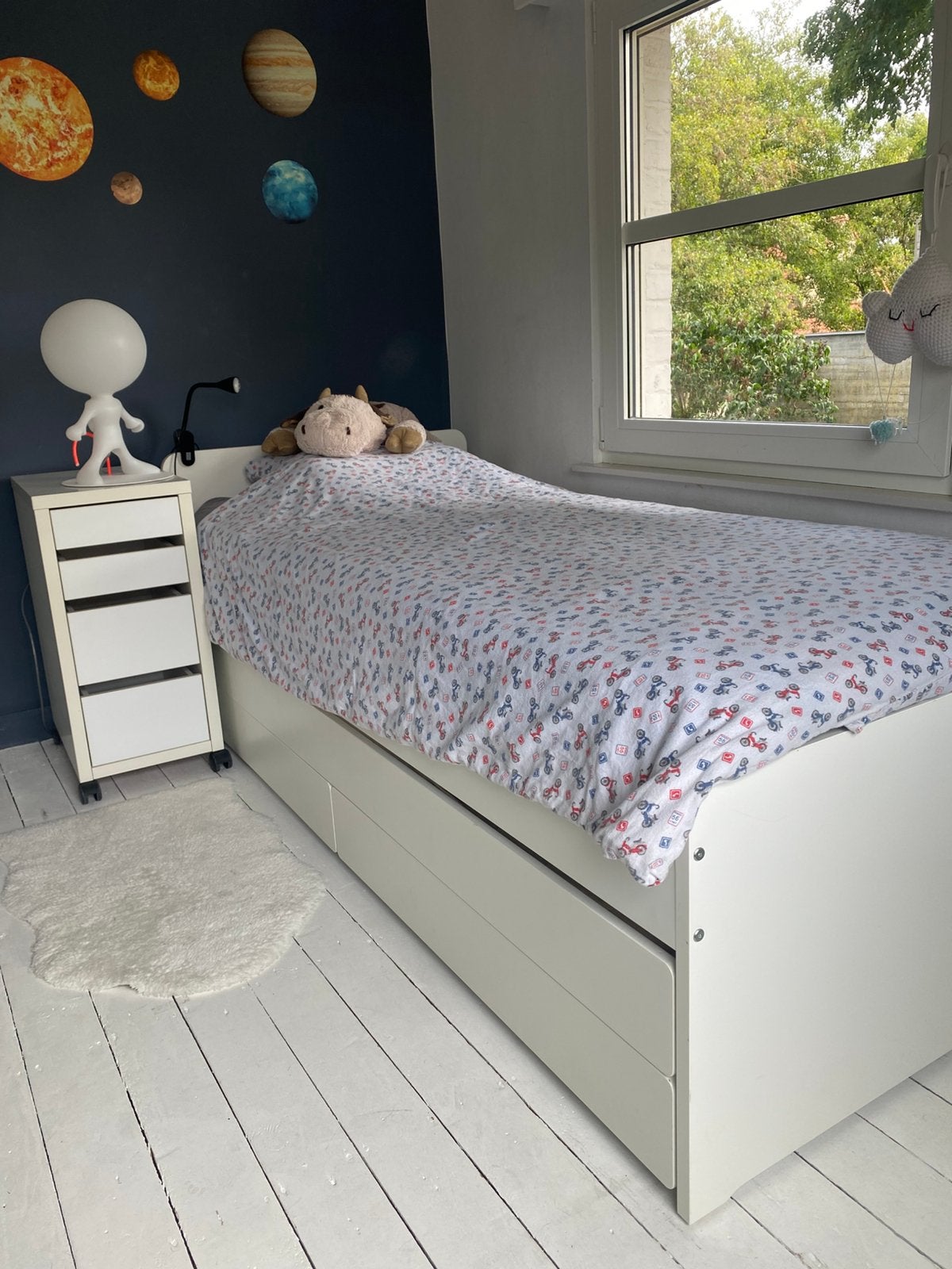 IKEA SLÄKT bed 90x200 + uitschuifbaar logeerbed + 2 matr, Ophalen, Gebruikt, Minder dan 140 cm, 100 cm of meer
