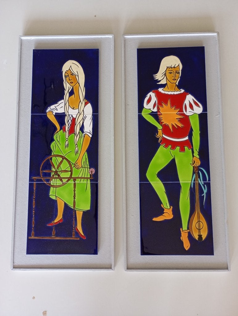Keramisch tegeltableau - Tijl Uilenspiegel en Nele, Antiek en Kunst, Ophalen