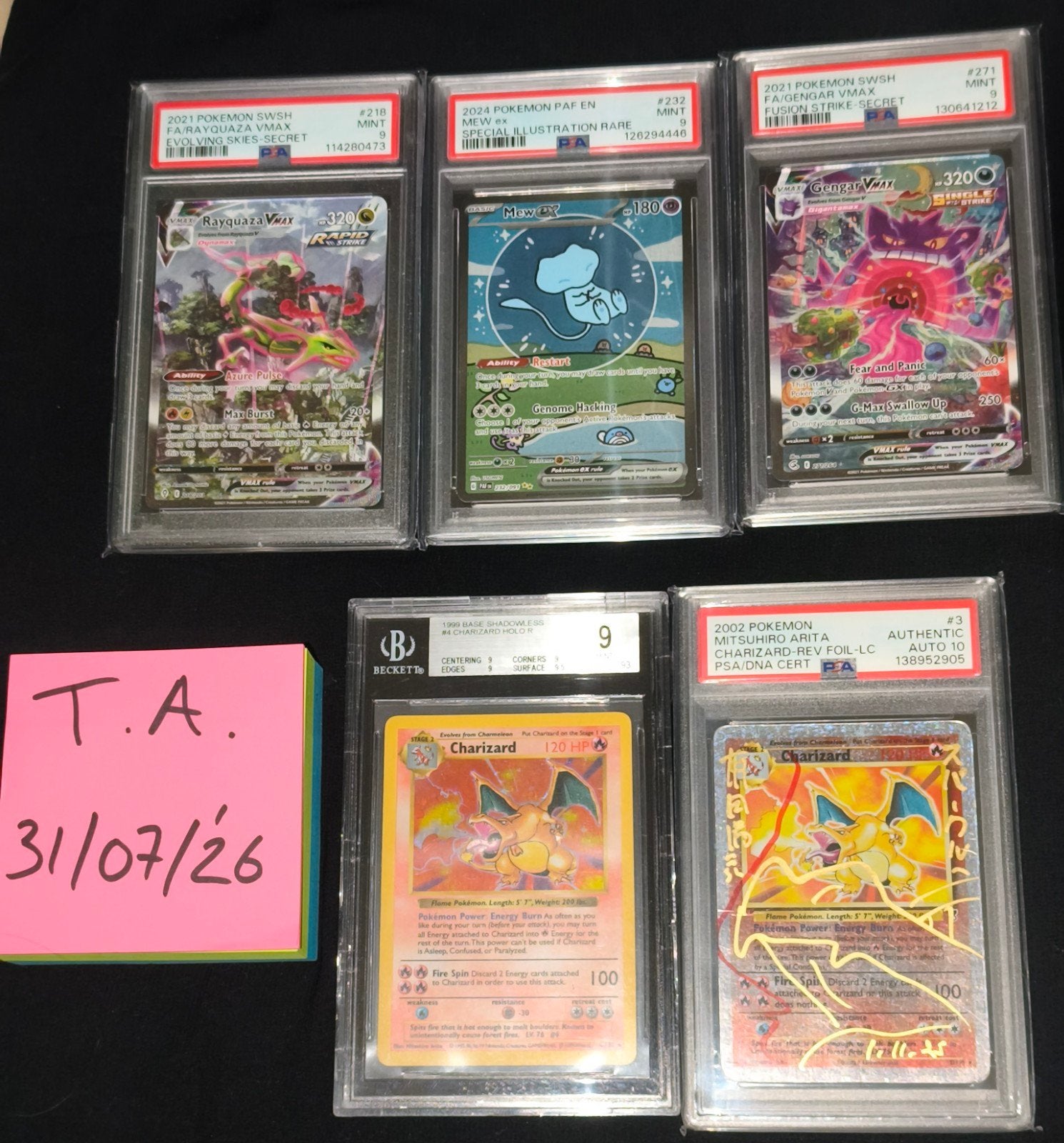 Rayquaza Vmax, bubble Mew, Gengar Vmax, shadowless Charizard, Hobby en Vrije tijd, Verzamelkaartspellen | Pokémon, Ophalen of Verzenden