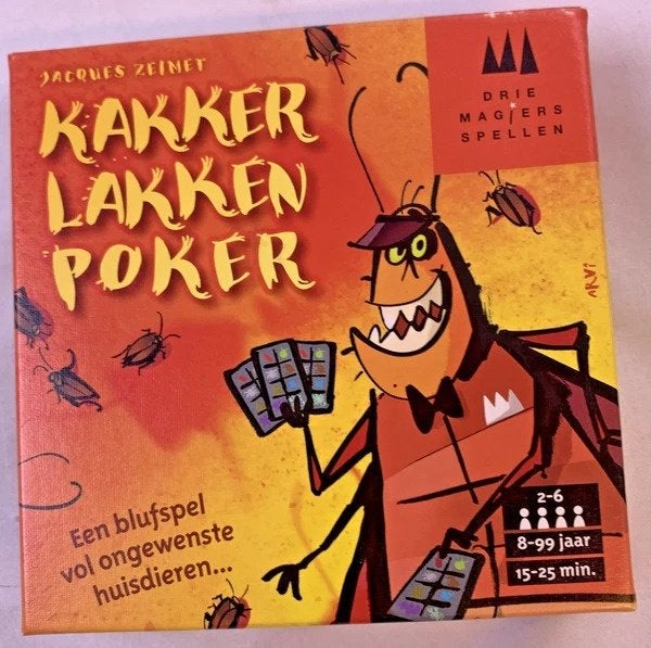 Drie Magiers Kakkerlakkenpoker kaartspel compleet blufspel, Een of twee spelers, Verzenden, Zo goed als nieuw, Drie Magiërs Spellen