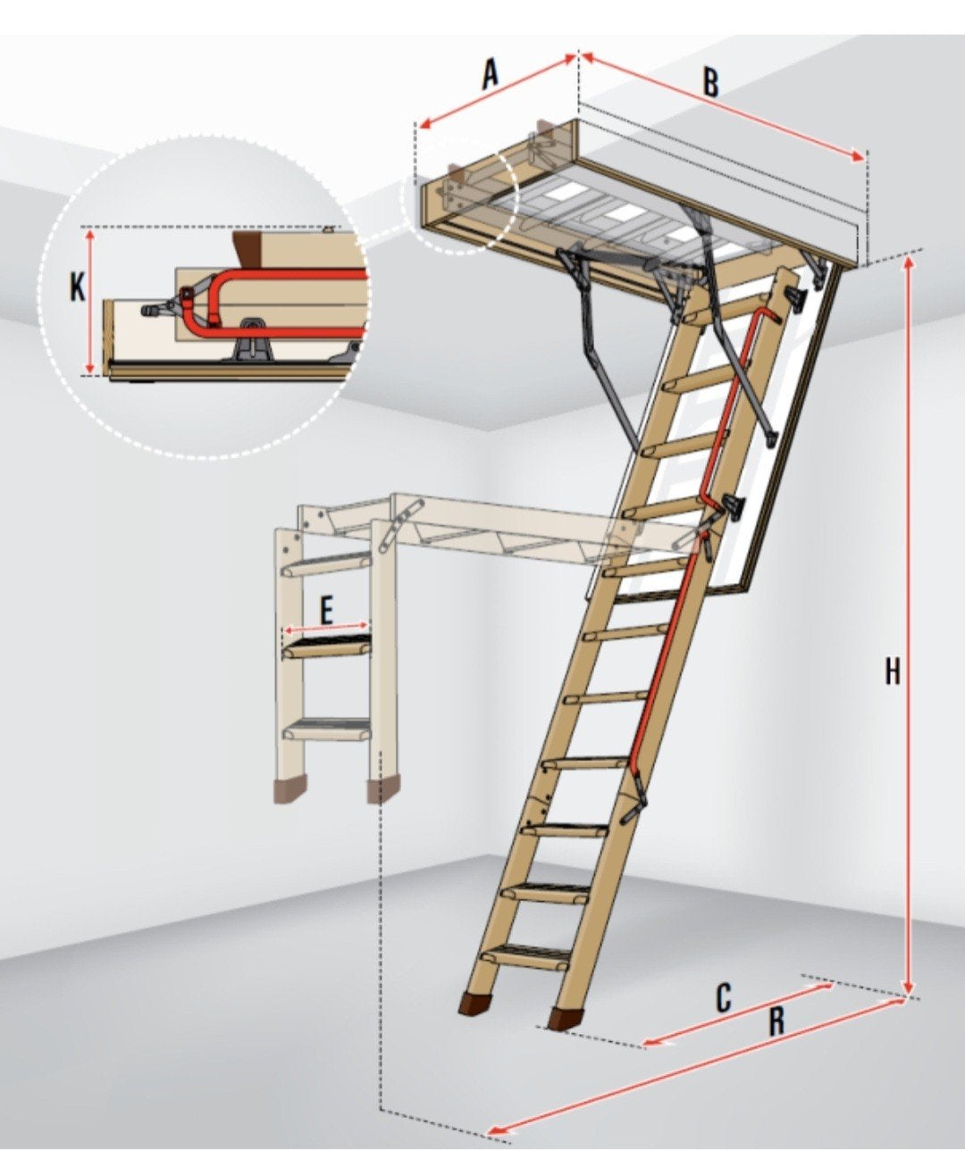 Escalier escamotable / Échelle de grenier Fakro, Bricolage & Construction, Échafaudages, Utilisé, Enlèvement