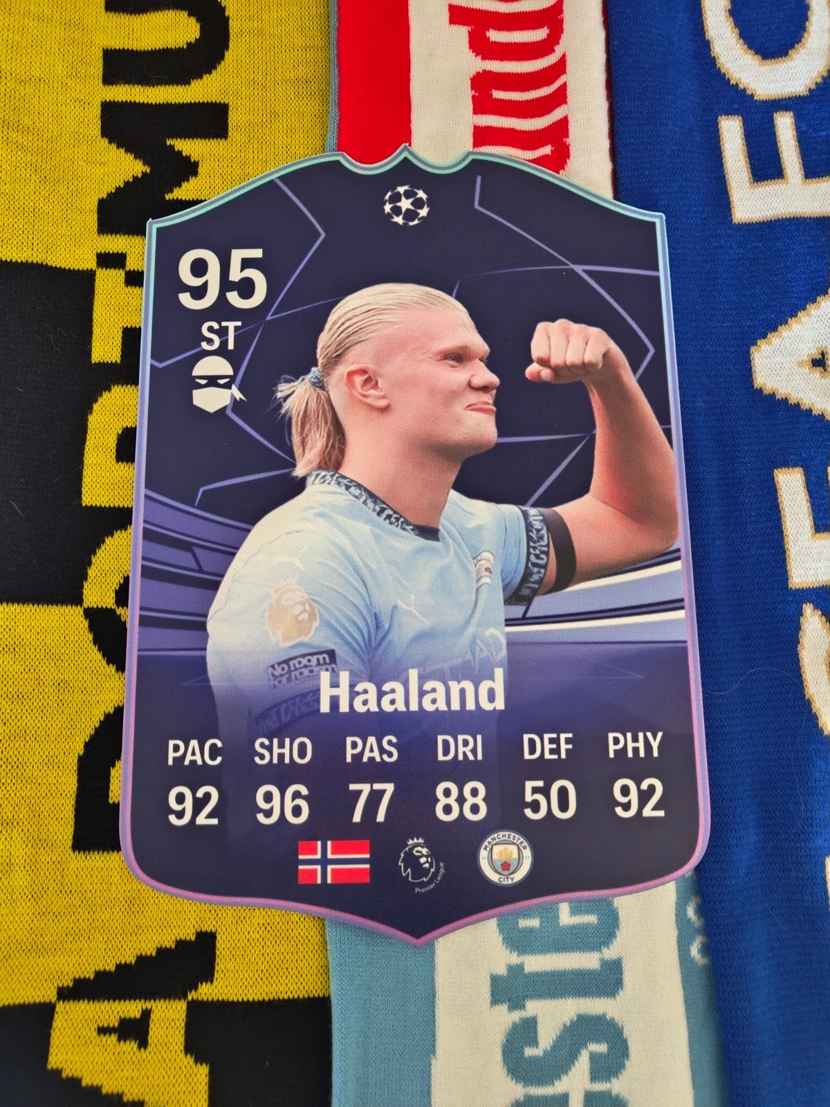 Voetbalkaartje (37cmx25cm) - Haaland / Man City, Verzamelen, Ophalen of Verzenden, Zo goed als nieuw, Poster, Plaatje of Sticker