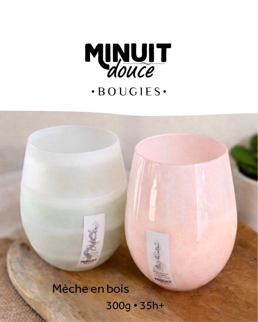 Bougies parfumées artisanales Opalines blancs-roses marbrés, Maison & Meubles, 12 cm, Autres marques, Enlèvement, Bougie
