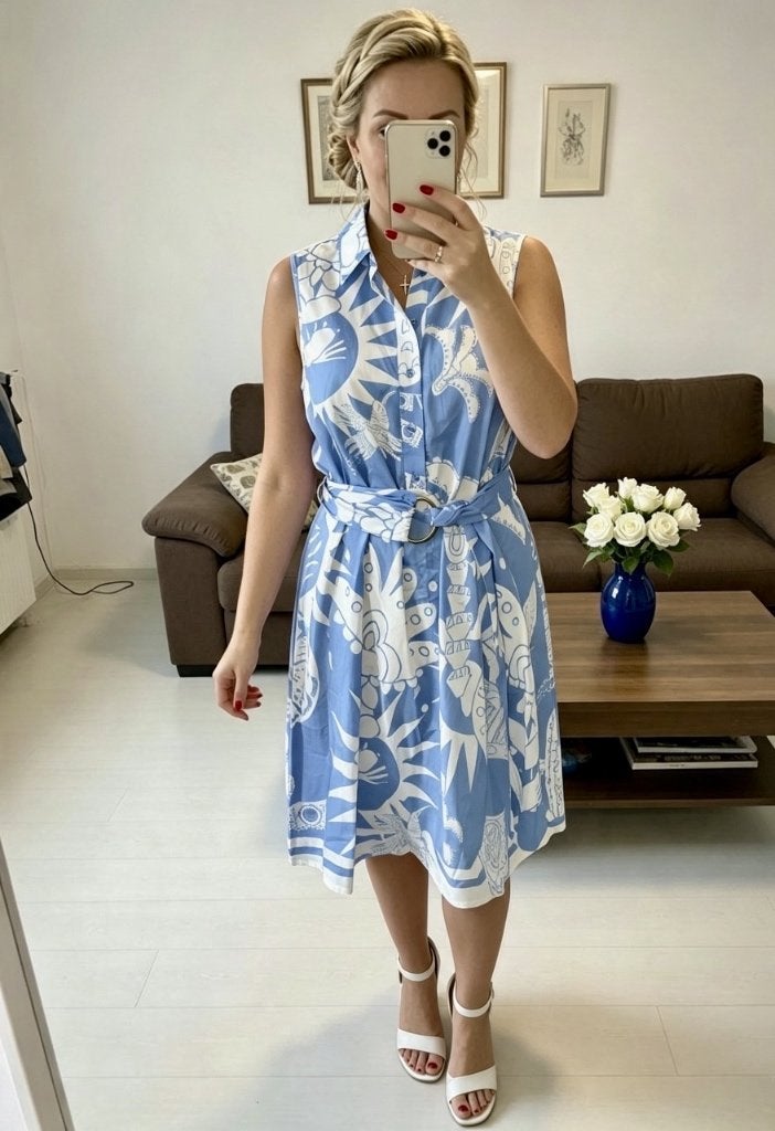 Zomerjurkje maat xl K-Design You're My Lobster, Kleding | Dames, Verzenden, Maat 46/48 (XL) of groter, Zo goed als nieuw, Onder de knie