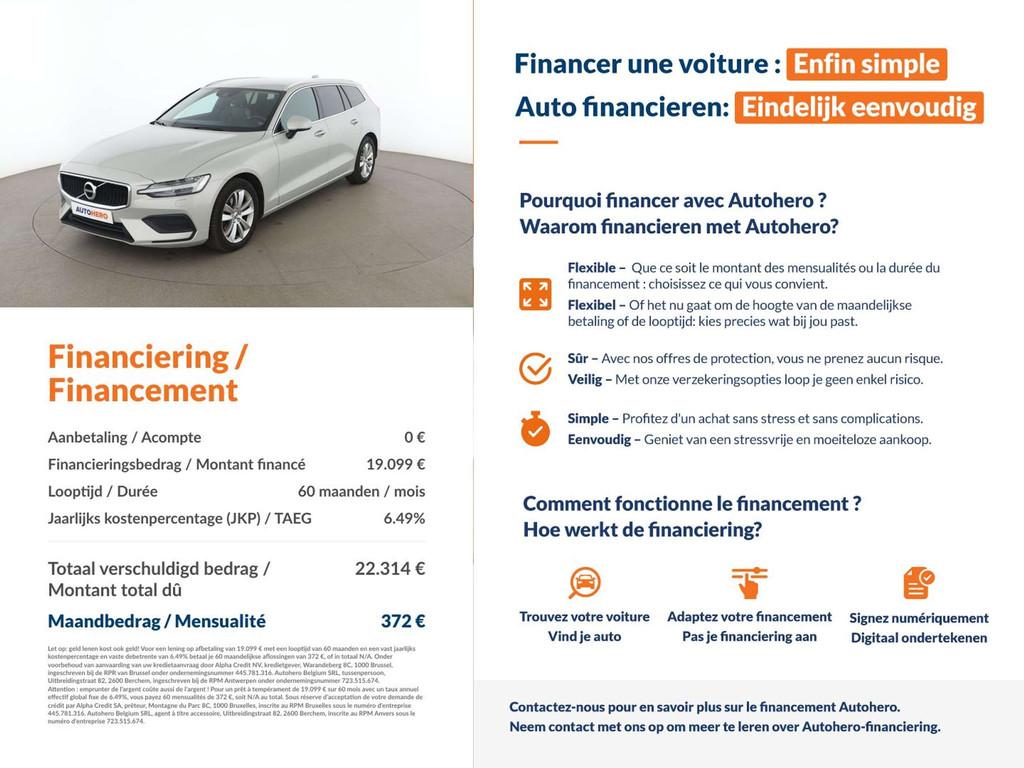 Volvo V60 2.0 D4 Momentum (année de construction 2018), Autos, Cuir, Argent ou Gris, Achat, Euro 6