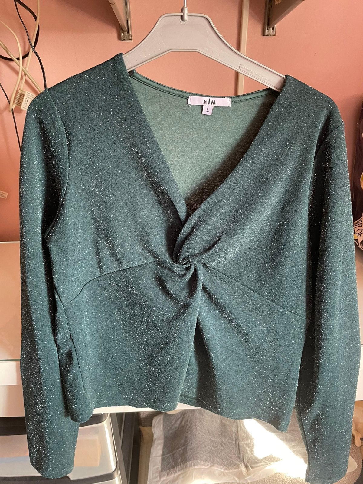 Top vert bousteille paillete, Taille 38/40 (M), Enlèvement ou Envoi, Comme neuf, Manches longues